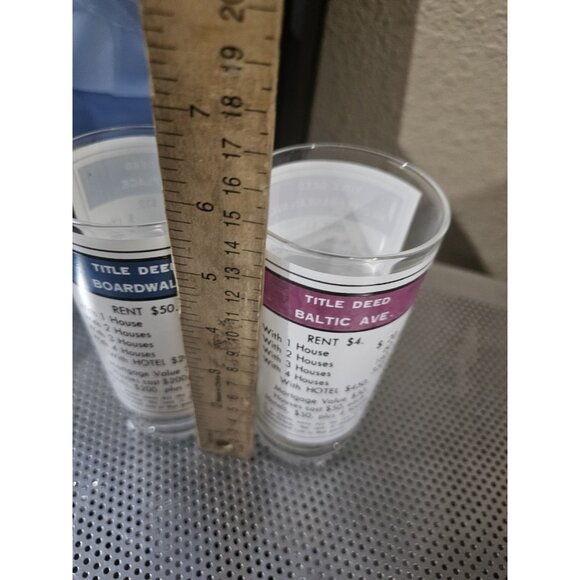 Monopoly Game Drinking Set Of 2 Glasses Baltic Mediterranean & Boardwalk - Picture 3 of 3